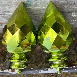 Green faceted green finials Marti gras decor